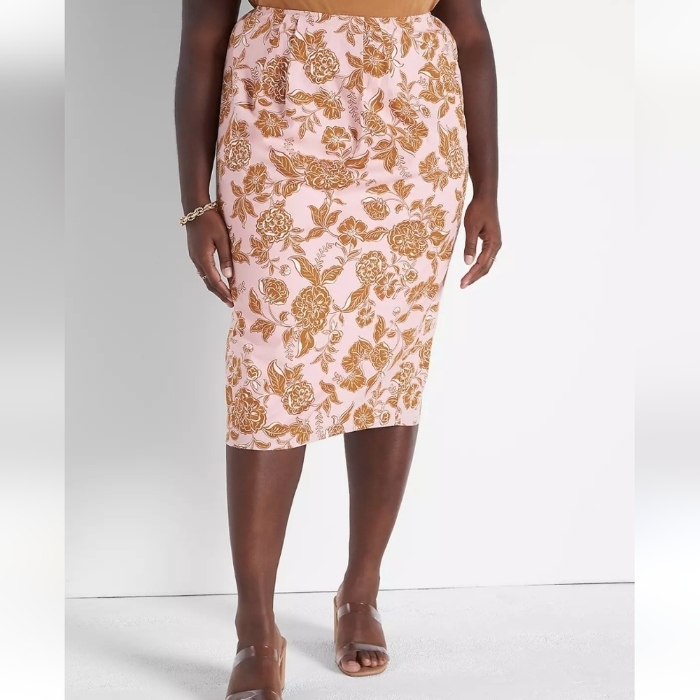 Lane Bryant Cotton Floral Midi skirt size 16 NWT